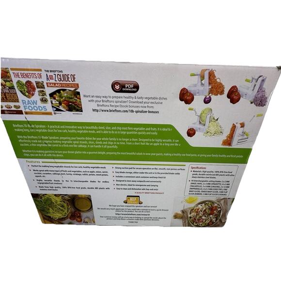 10-Blade Vegetable Spiralizer: Strongest-Heaviest Duty Spiral Slicer Brieftons - Picture 2 of 13